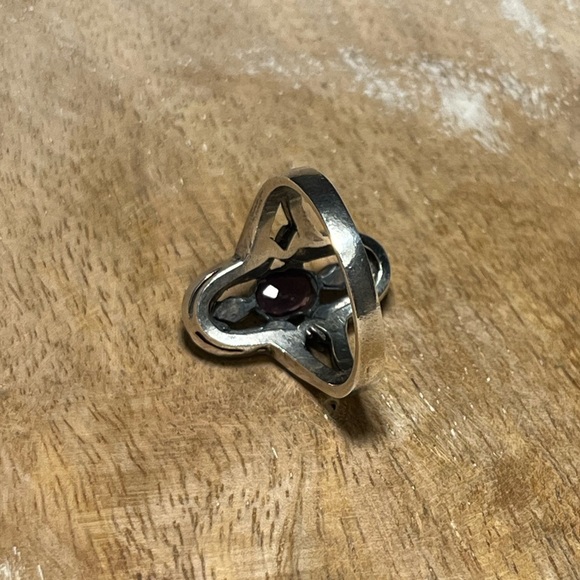 Vintage Marcasite & Amethyst 925 Sterling Silver Ring - Picture 9 of 11